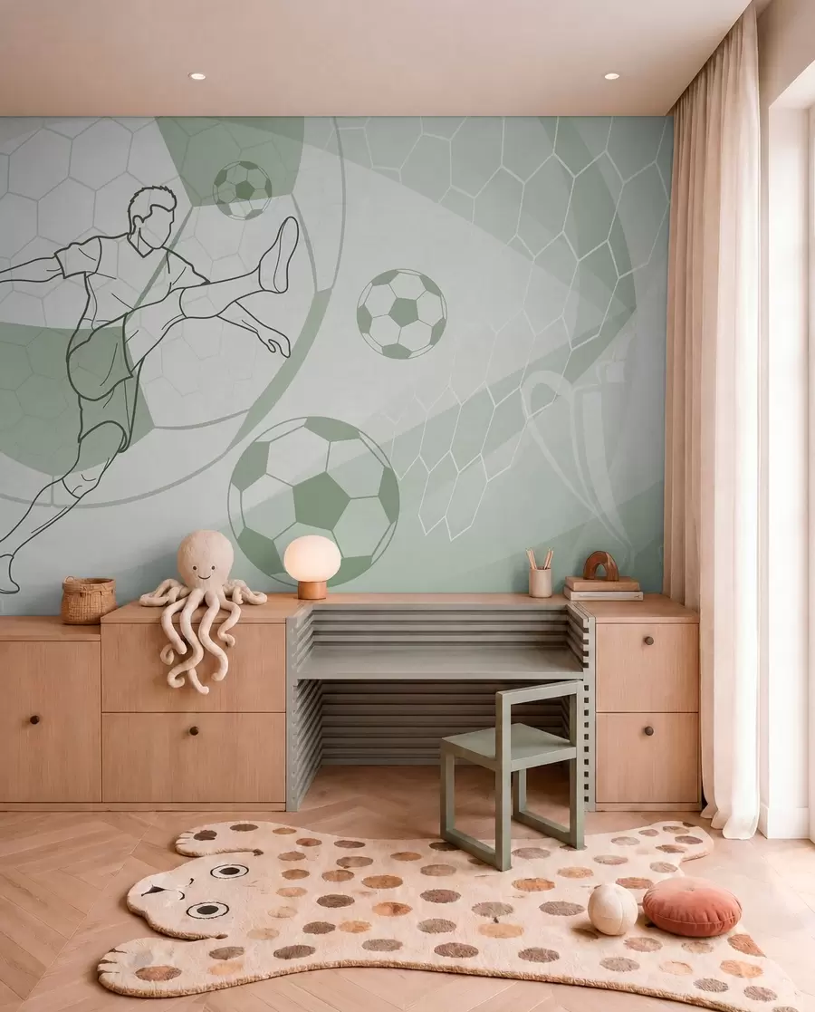 murales de pared Dibujo de fútbol verde w04601v2