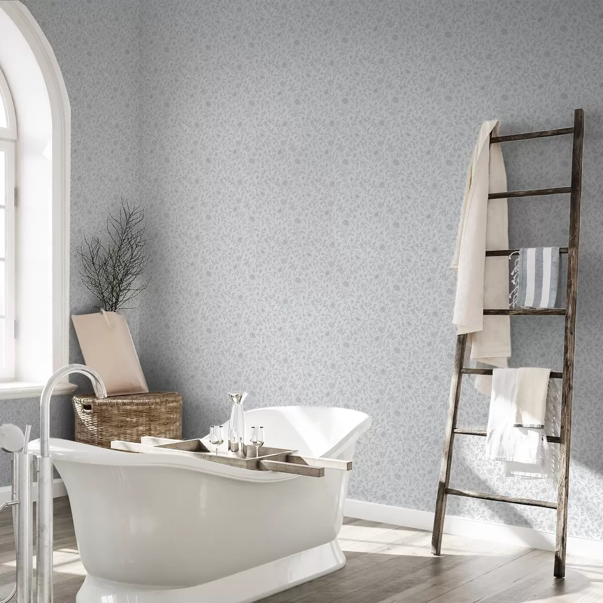 Papel pintado Delicadas flores dibujadas con trazos finos sobre un fondo blanco roto a00576