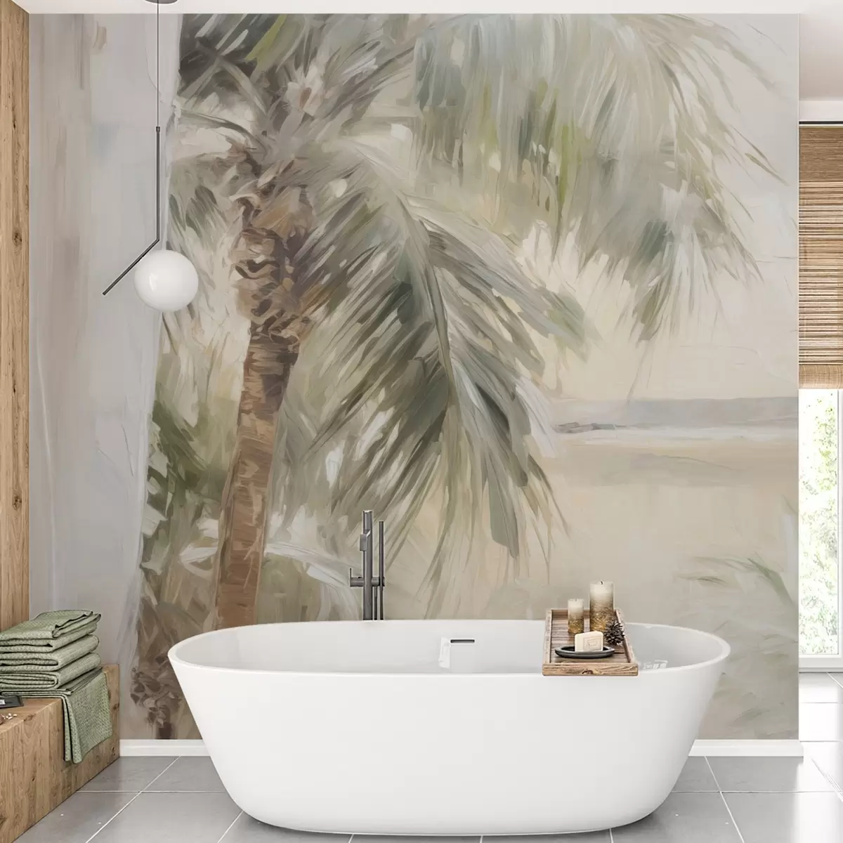 murales de pared Palmera fuera de la ventana w04653