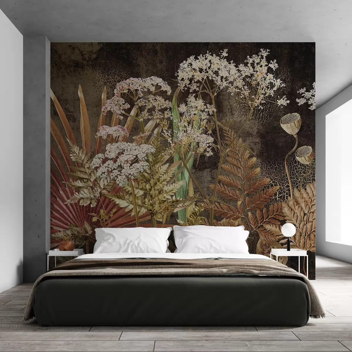 murales de pared Herbario sobre fondo oscuro w09323