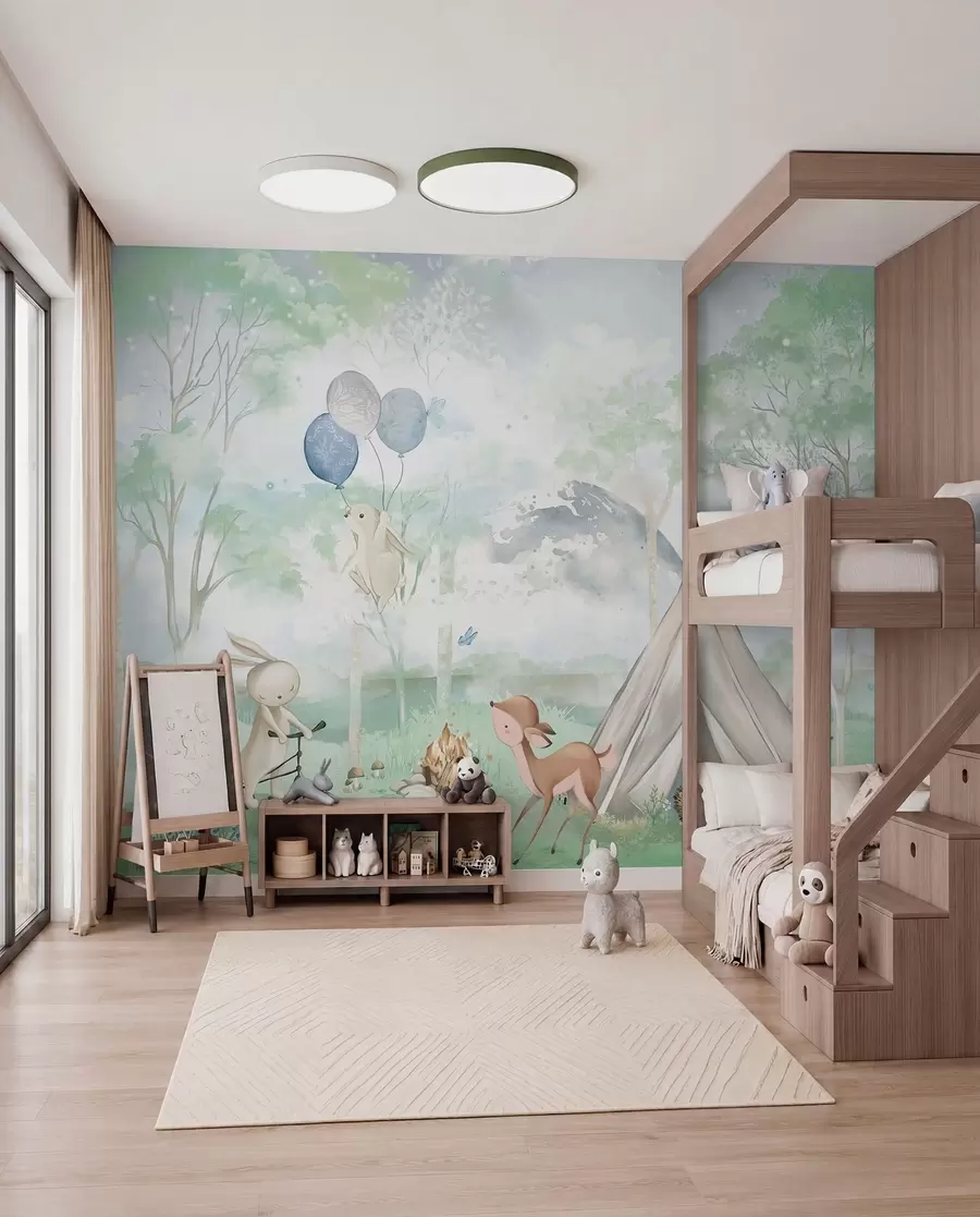 murales de pared Campamento en verde primavera w04671v1