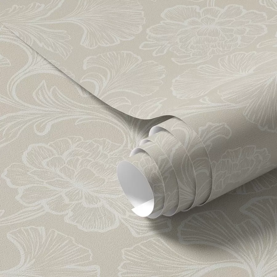 murales de pared Patrón luminoso con ginkgo y peonías a00700