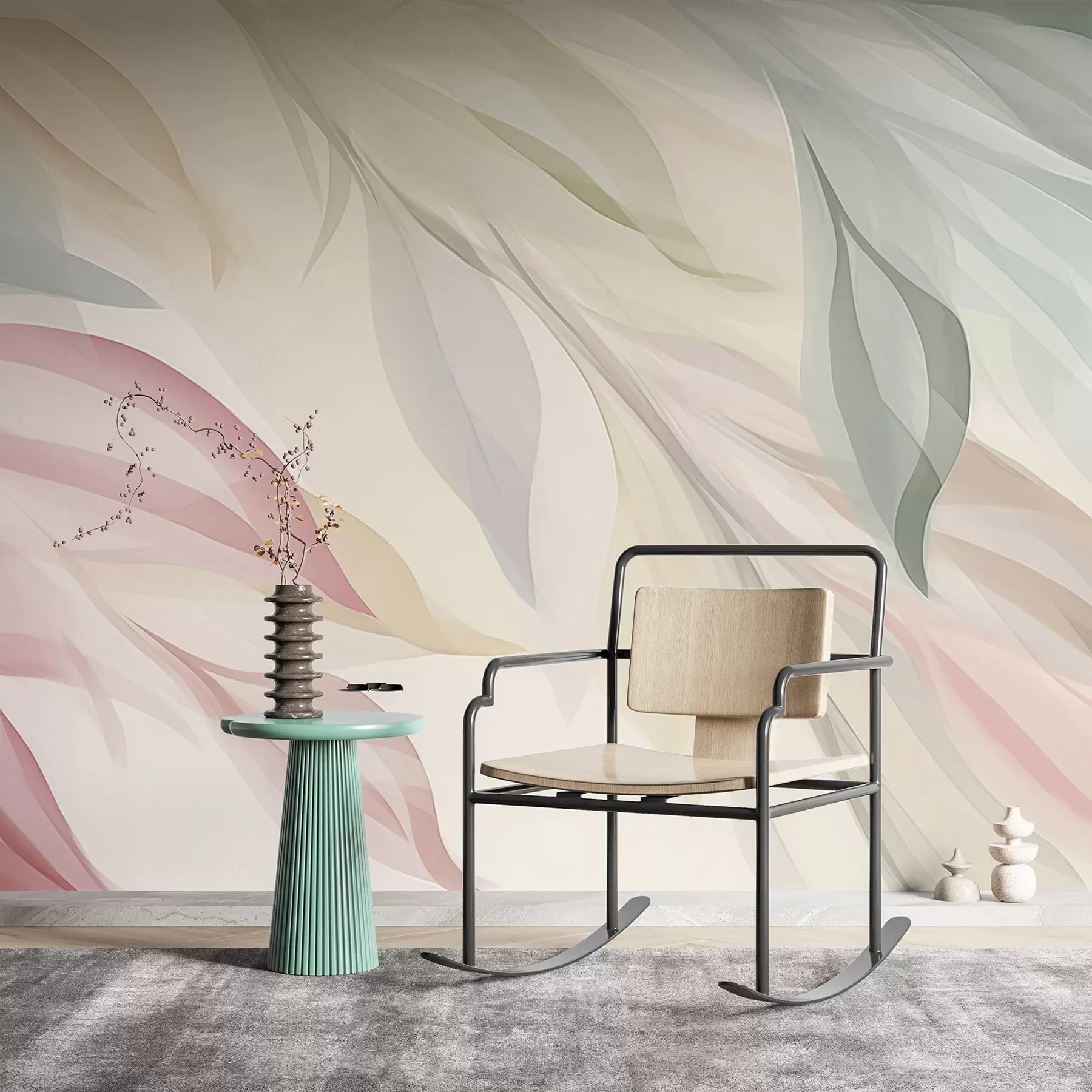 murales de pared Hojas afiladas y multicolores w04742