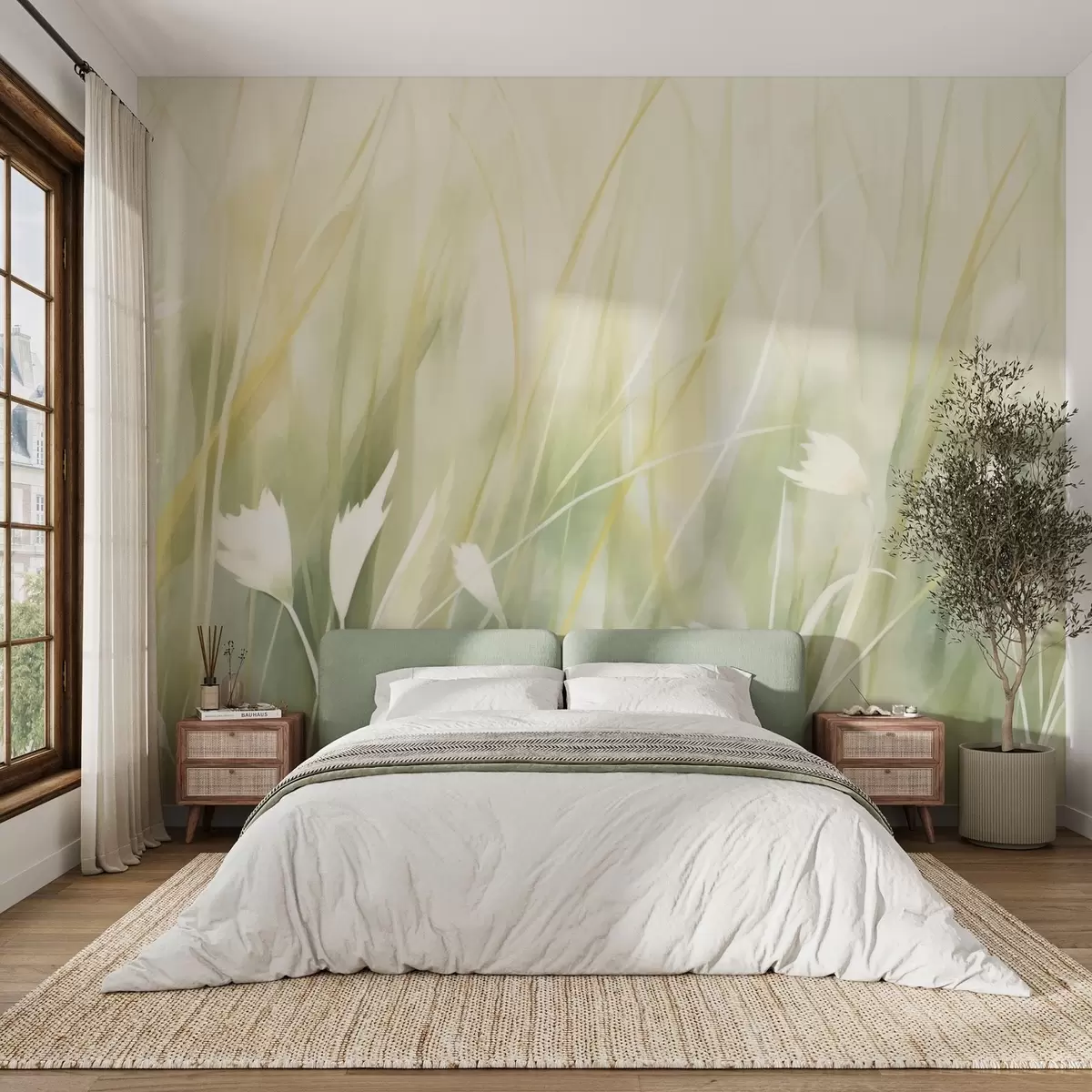 murales de pared Hierba con flores w04743