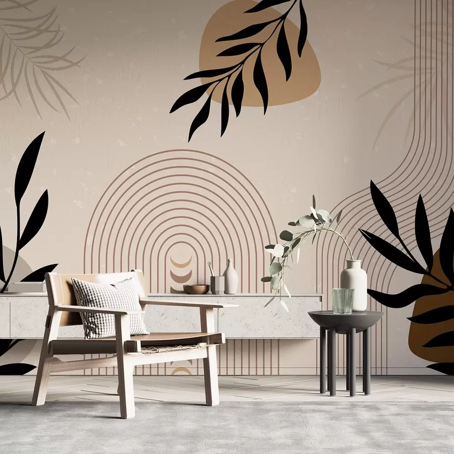 murales de pared Resumen con plantas w04745