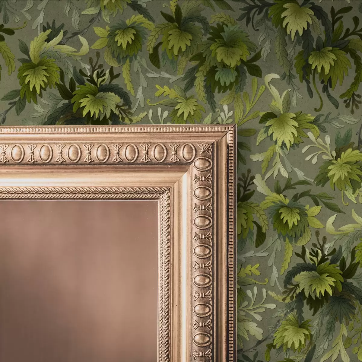 Papel pintado Denso follaje verde sobre un fondo gris verdoso a00805v1