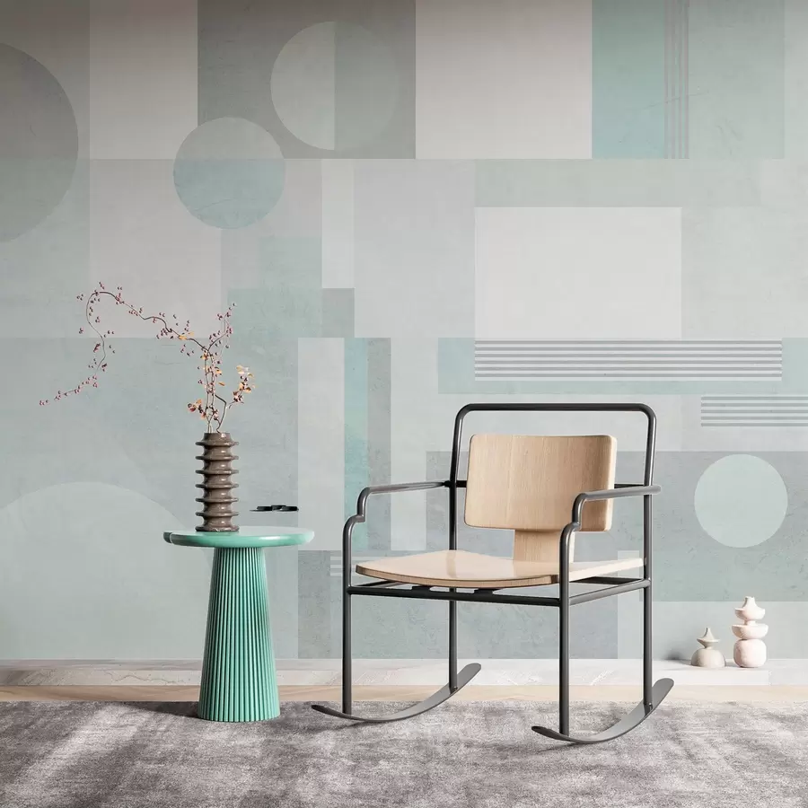 murales de pared geometría abstracta en tonos gris verdosos w04635v3