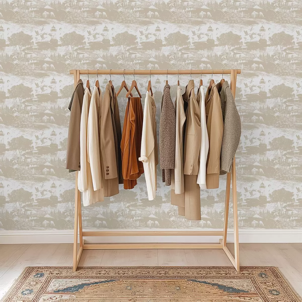 Papel pintado Escena con faro, árboles y casas en siena a00739