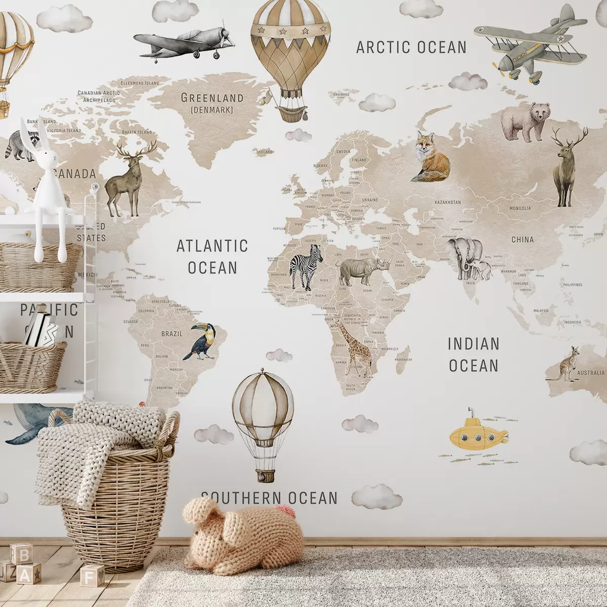 murales de pared Atlas animal en beige c00001env2