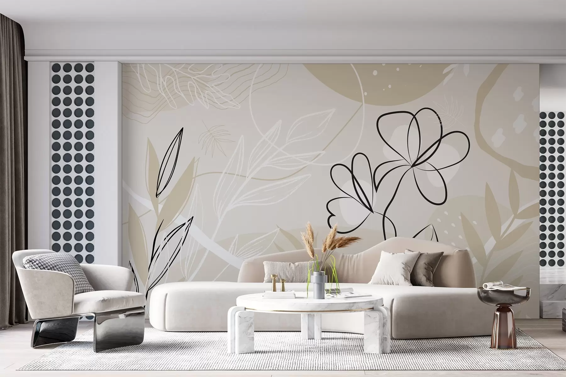 murales de pared Resumen con plantas w04760