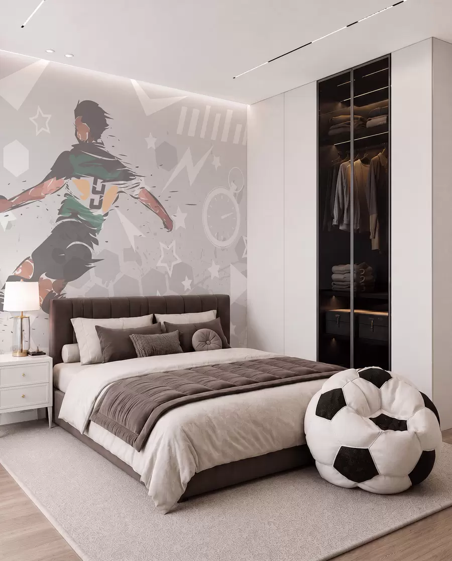 murales de pared Fútbol en tinta verde w04763