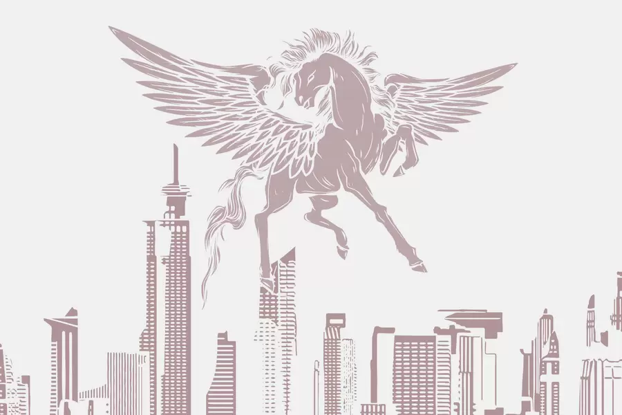 murales de pared Pegaso sobre la ciudad w04777