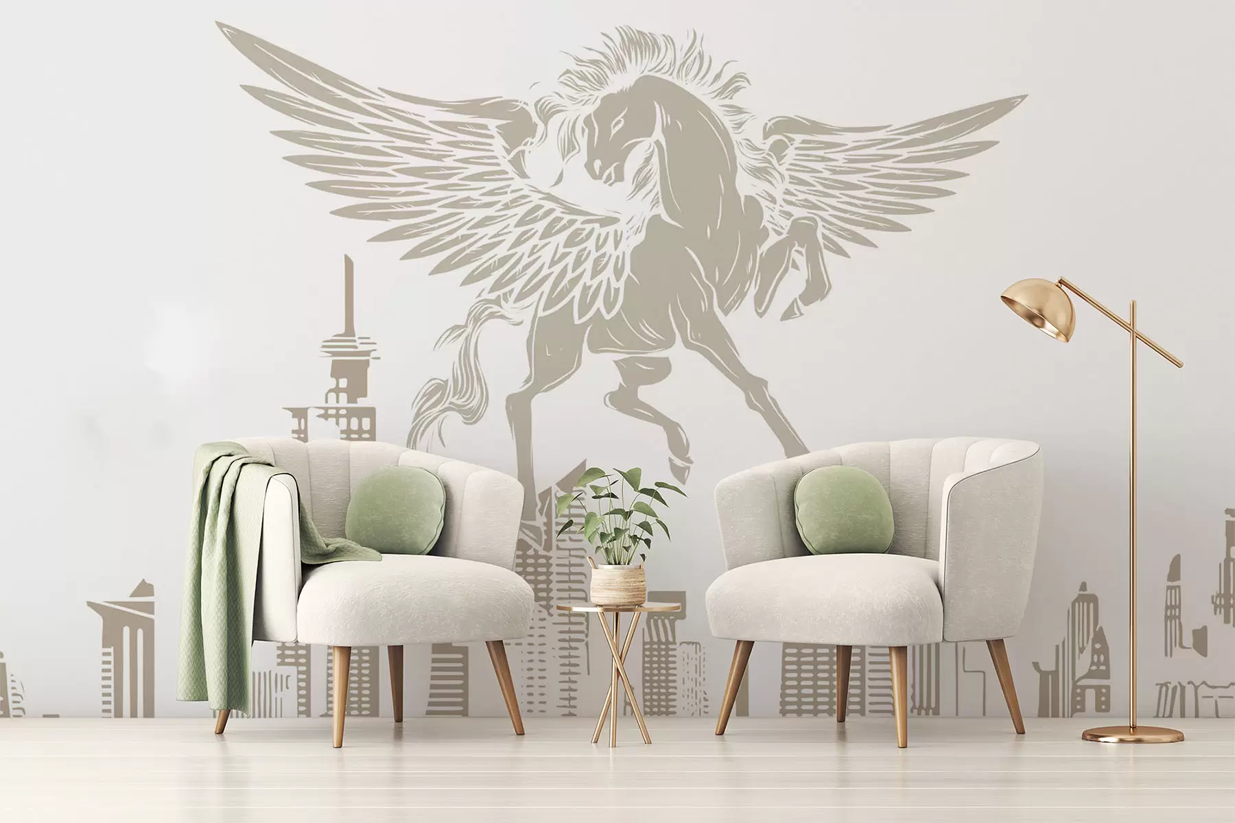 murales de pared Pegaso sobre la ciudad w04777v1