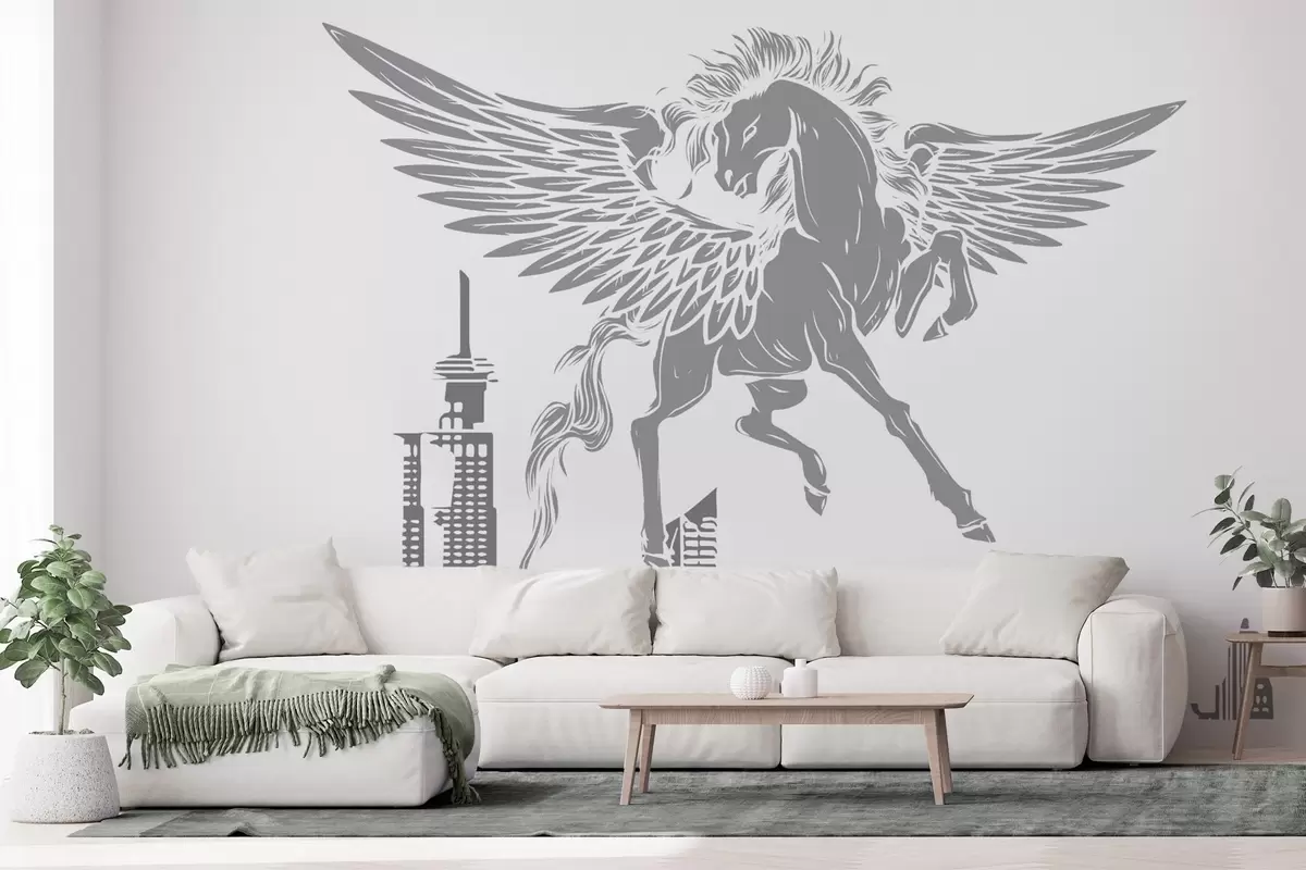 murales de pared Pegaso sobre la ciudad w04777v2