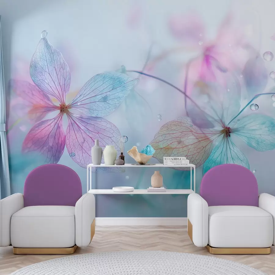 murales de pared delicadas flores con venas bajo el agua w04809