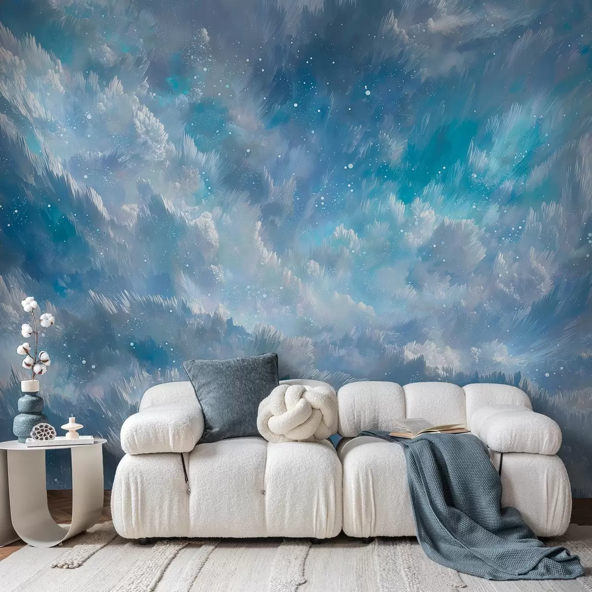 murales de pared Nubes abstractas celestiales en una fresca paleta de colores pastel w09459