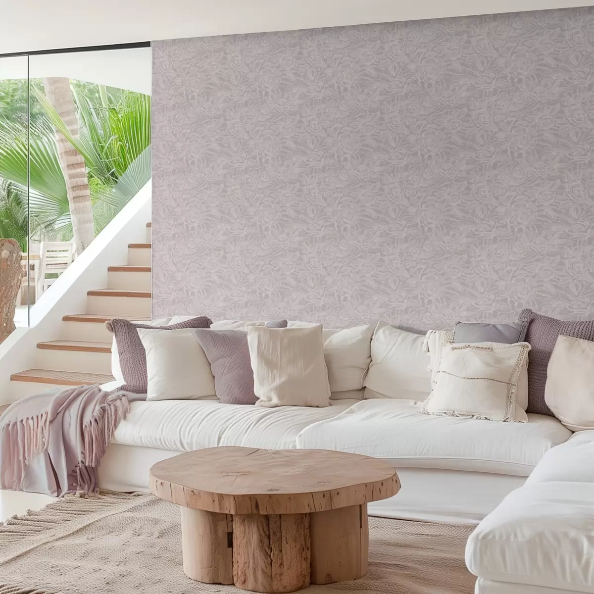 Papel pintado Rosas grabadas sobre fondo gris claro a00841v1