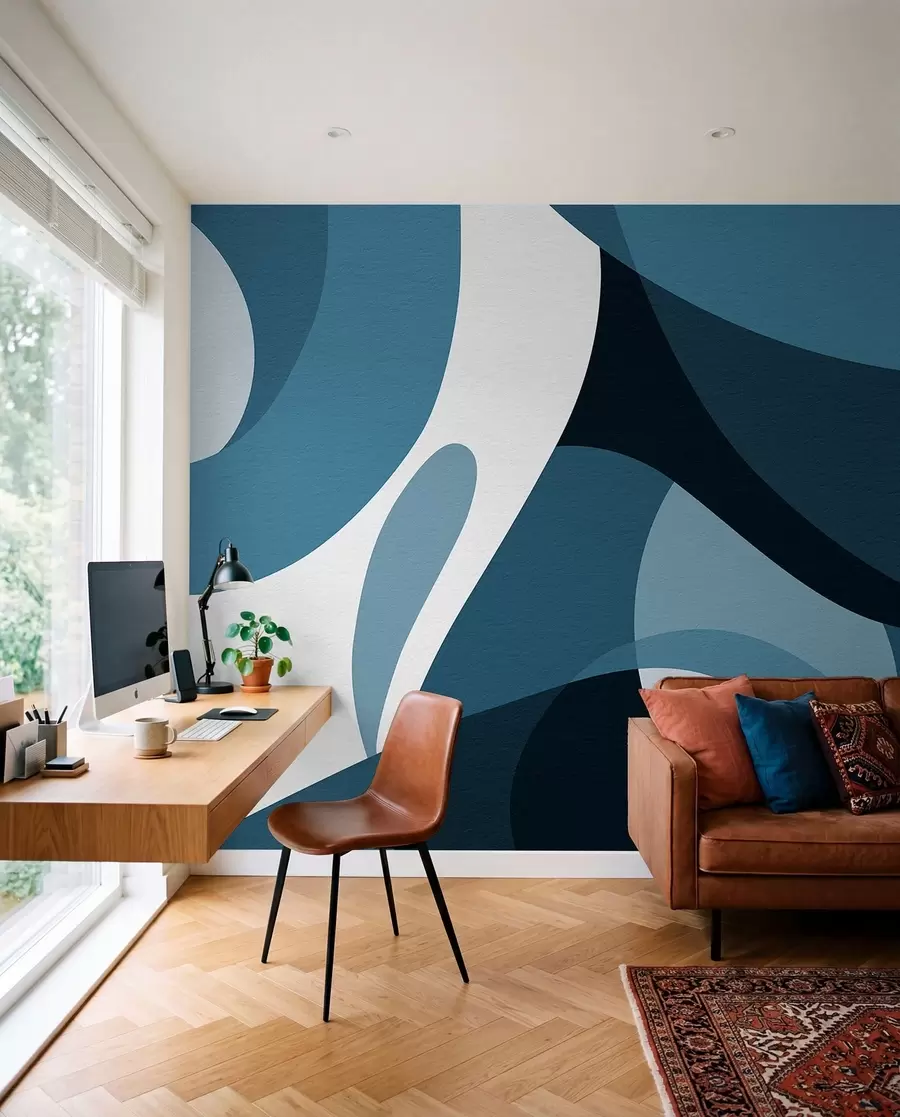 murales de pared Curvas en azul profundo w04843v1