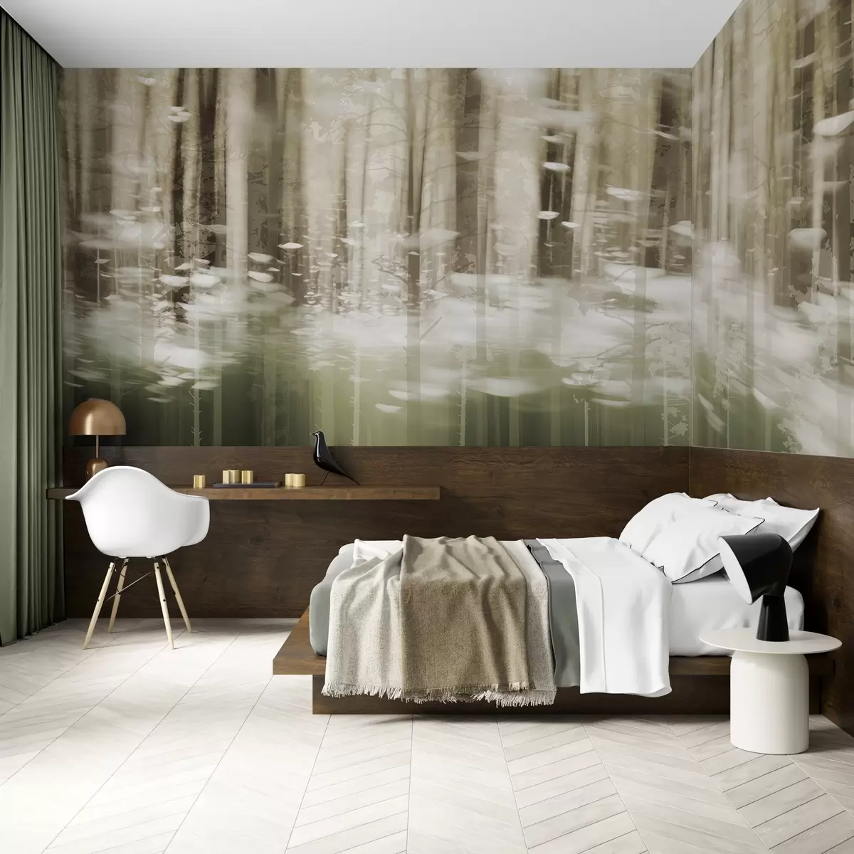 murales de pared Troncos de árboles estilizados en colores pastel w04844