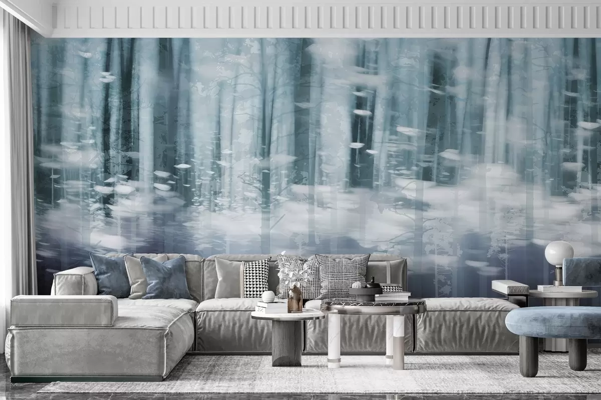 murales de pared Troncos de árboles estilizados en colores pastel w04844v1