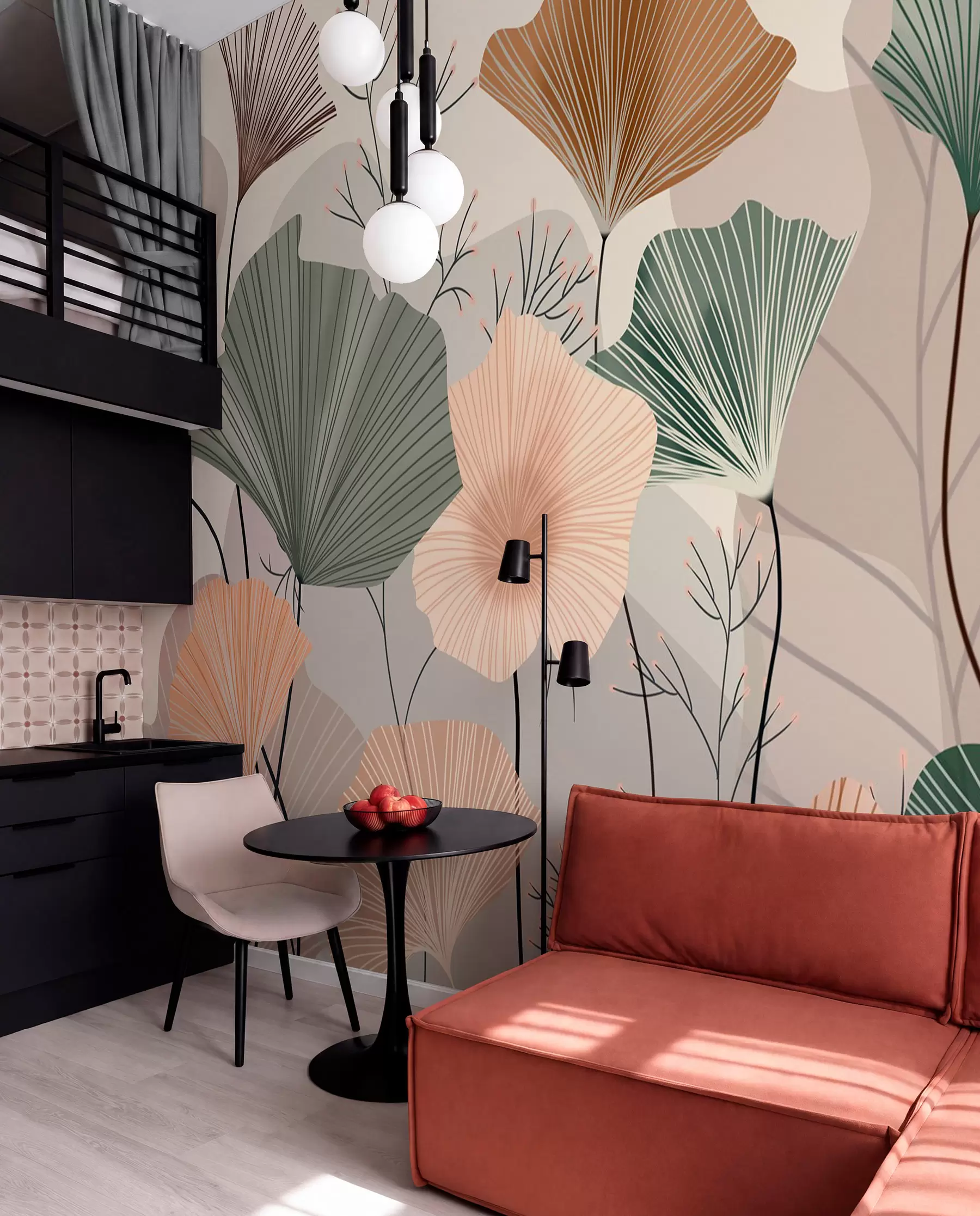 murales de pared Abanicos durazno y salvia w04815