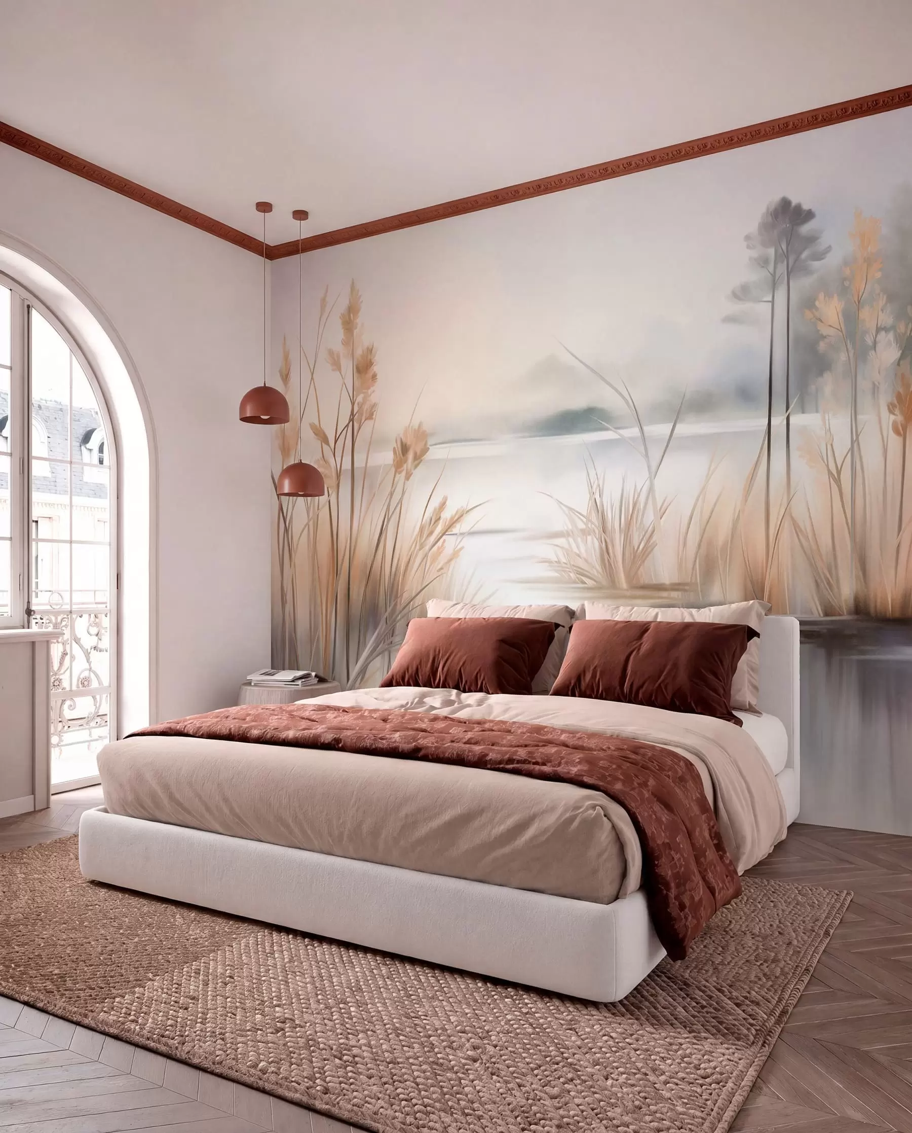 murales de pared El lago tras los juncos w09534
