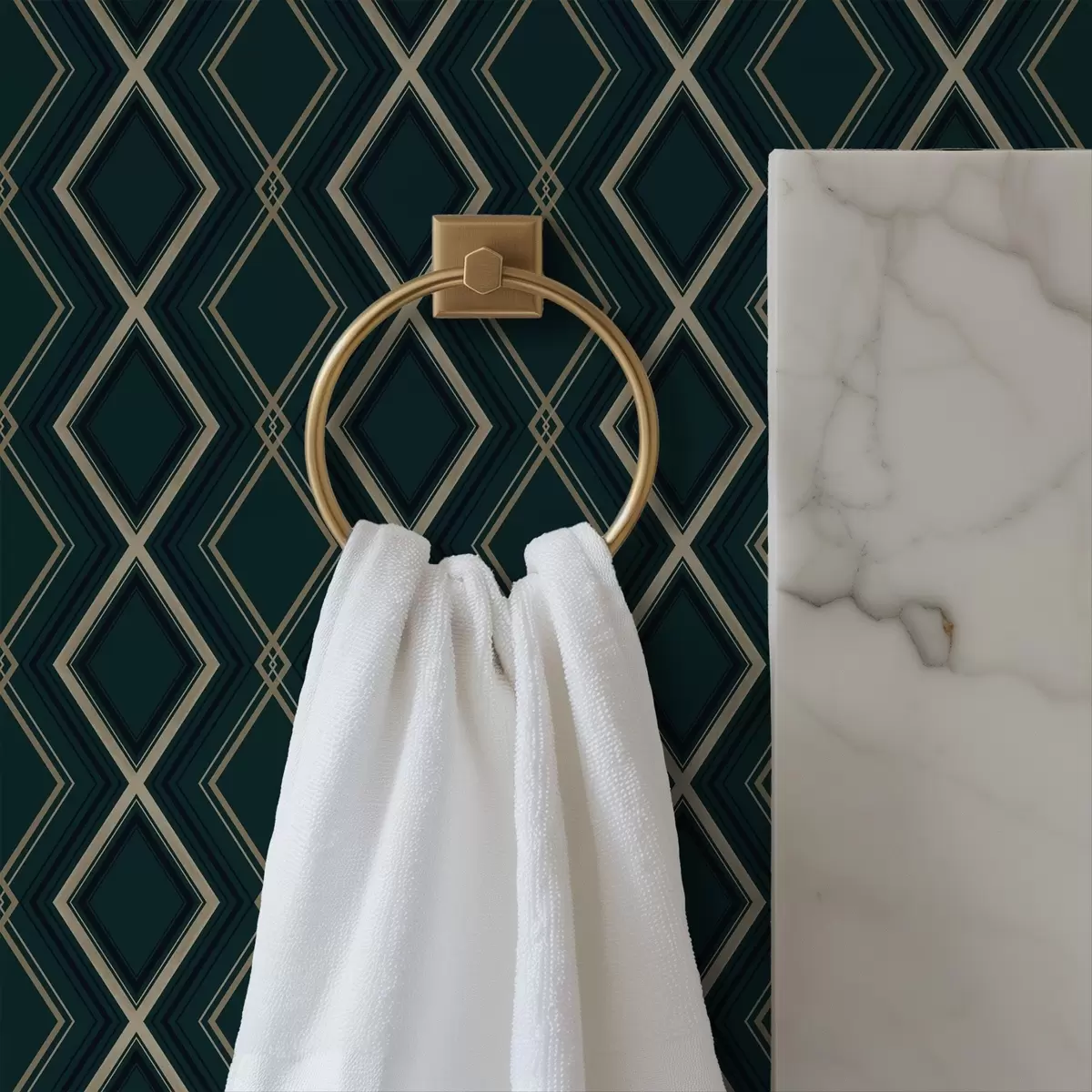 Papel pintado Fondo verde azulado oscuro con una rejilla de rombos repetitiva. a00975v1