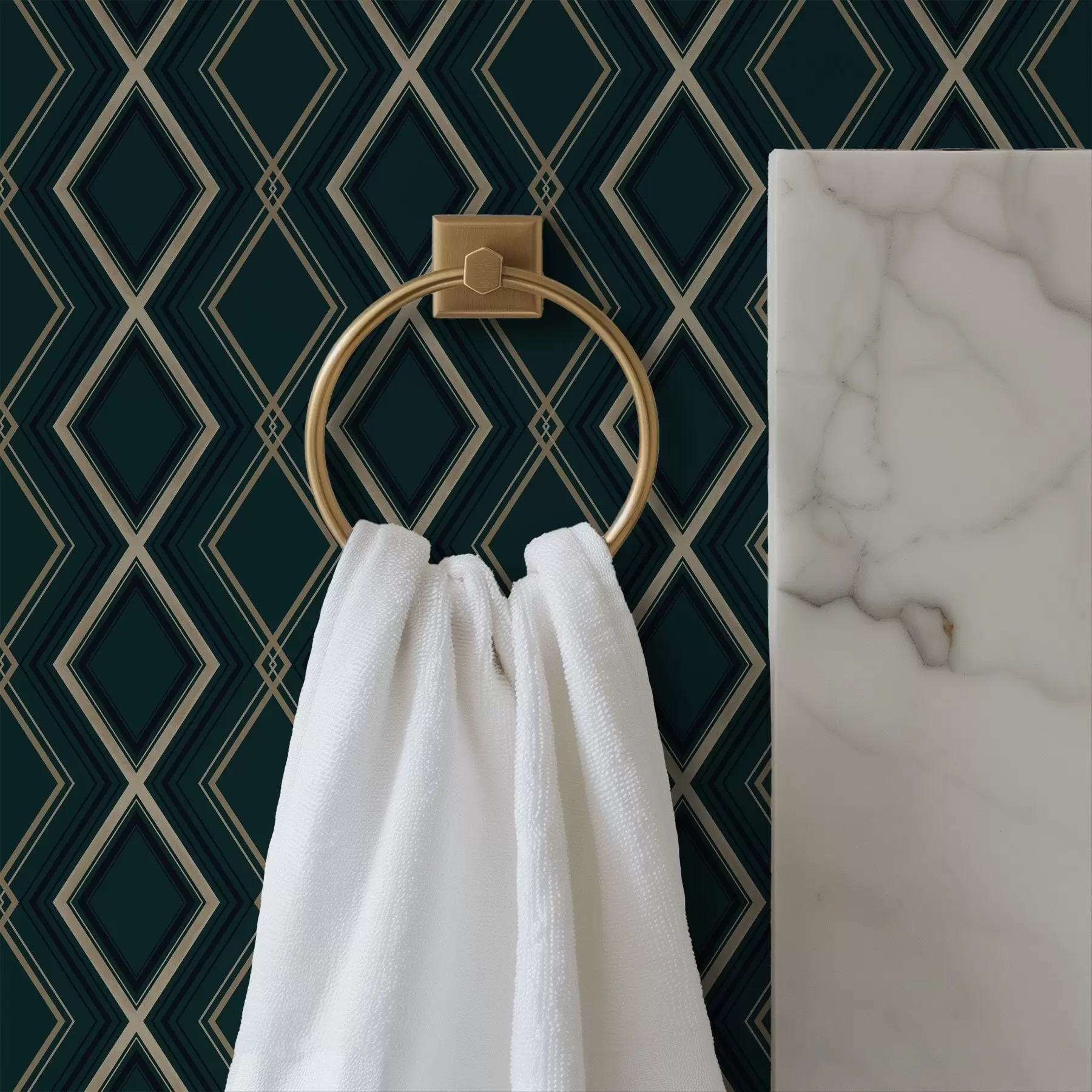 murales de pared Fondo verde azulado oscuro con una rejilla de rombos repetitiva a00975v1