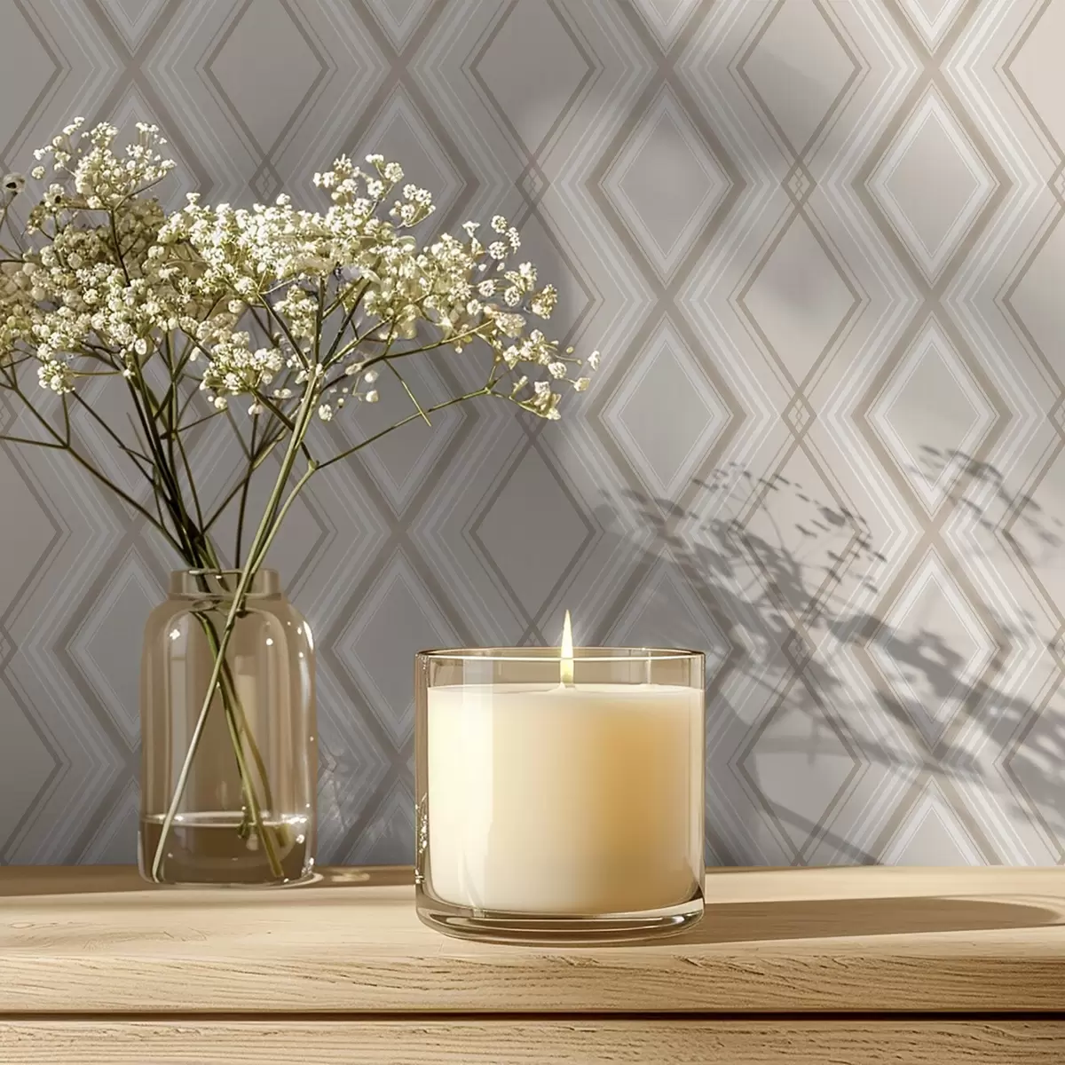 Papel pintado Fondo beige claro con una rejilla de diamantes multicapa. a00975v2