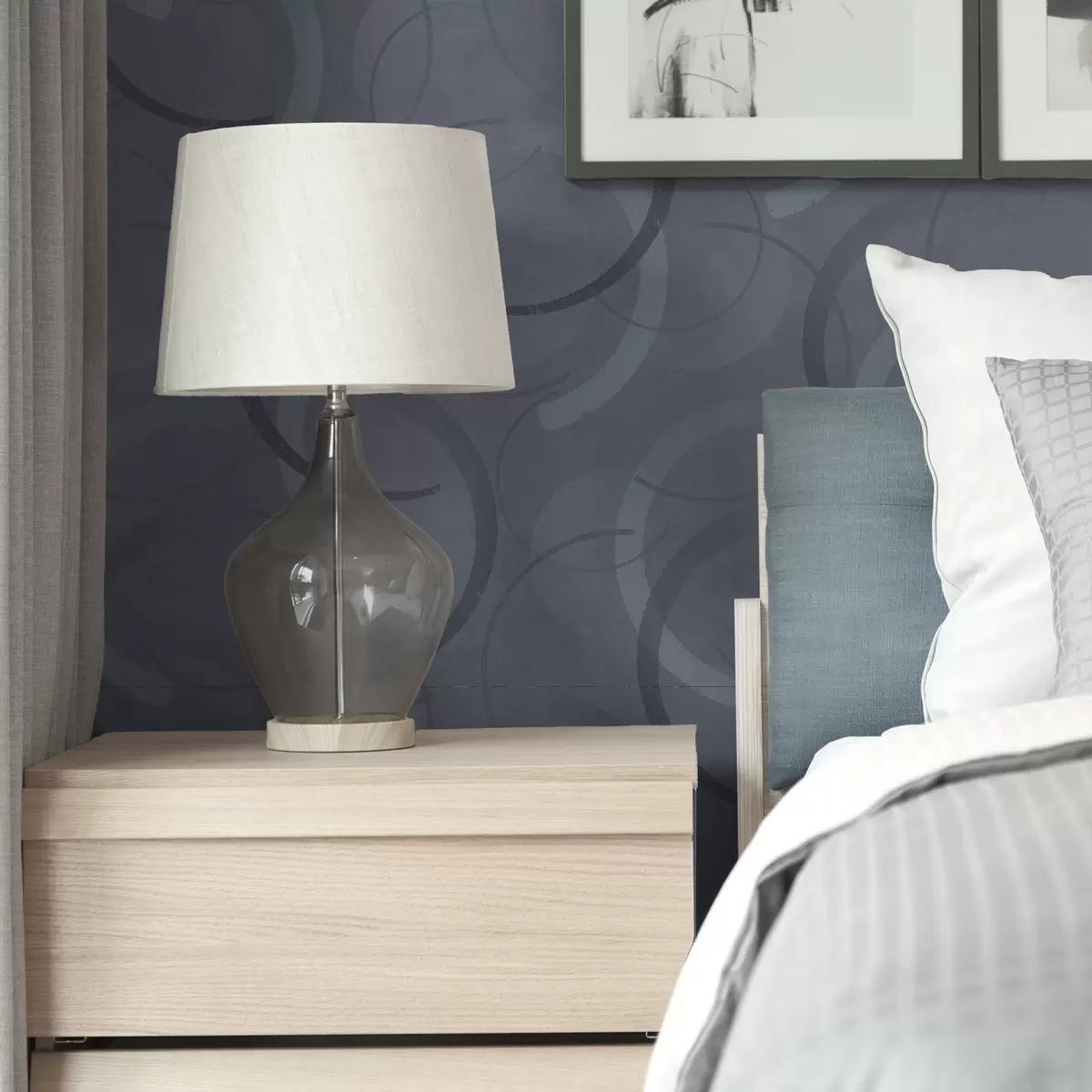 Papel pintado Medios círculos y círculos suaves en una fresca paleta de colores gris azulados. a00980