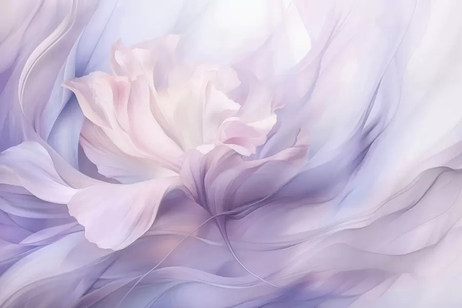 murales de pared Suave bruma de pétalos: una flor etérea en una neblina lila pastel w09517