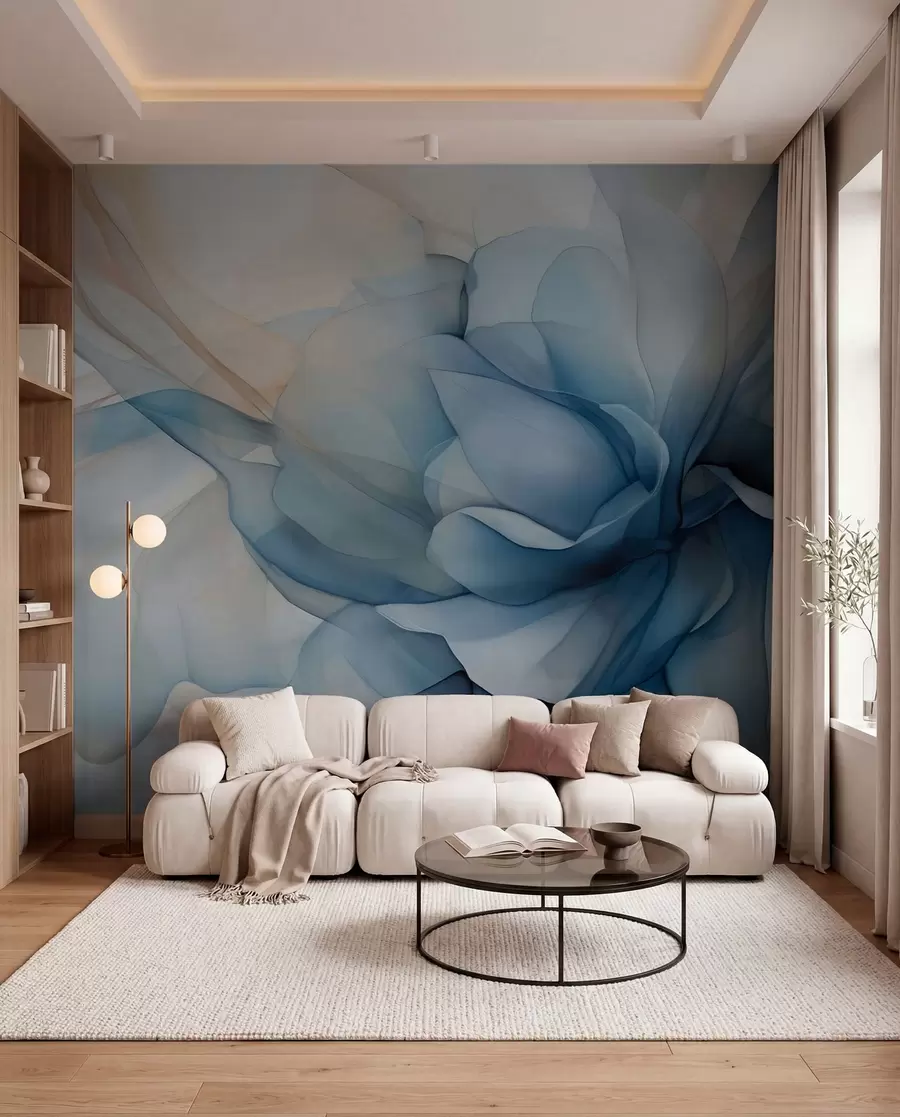 murales de pared Una flor en azul brumoso w04944