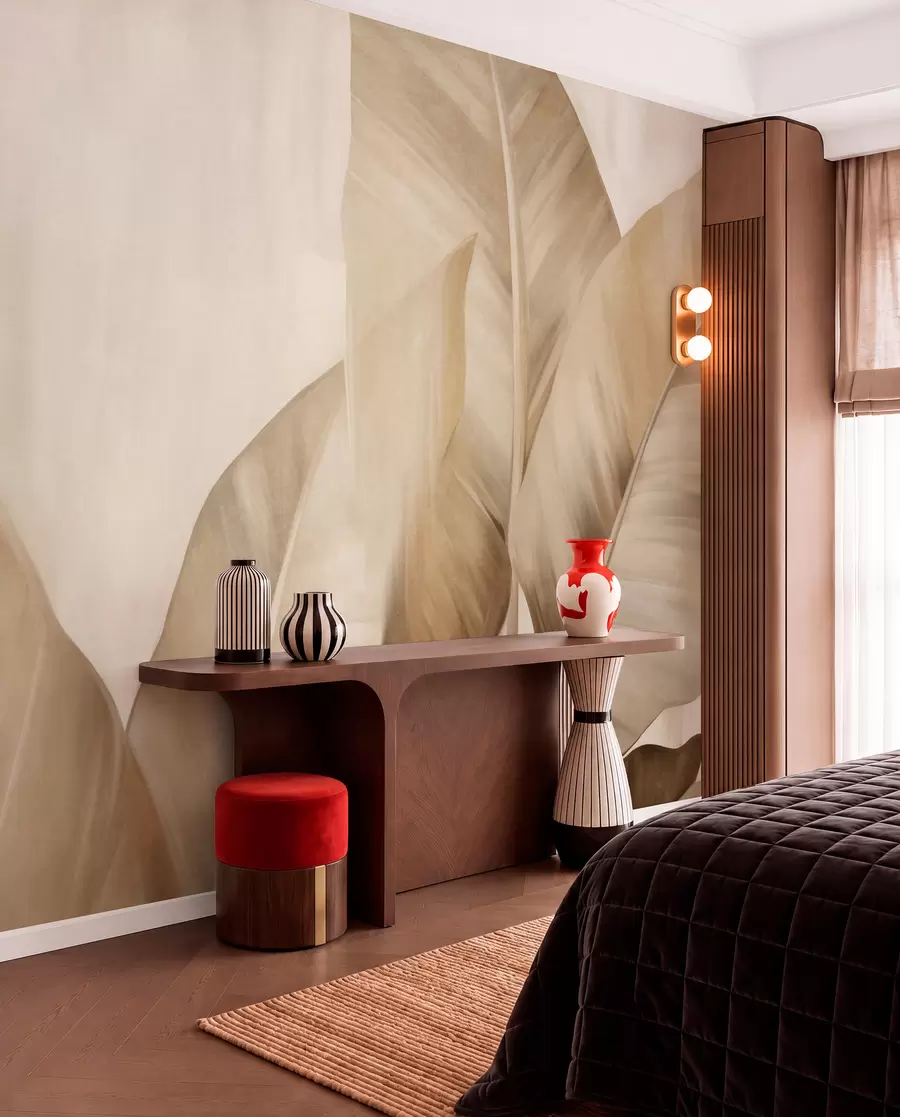 murales de pared Hojas de banano en arena w09586