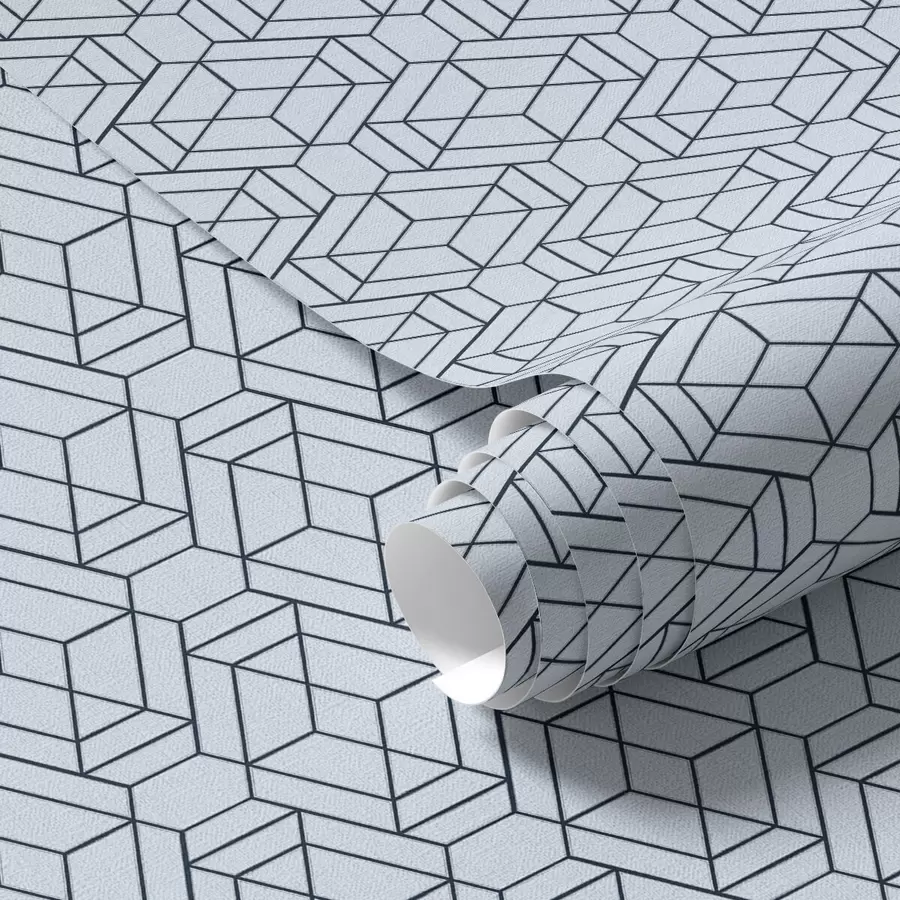 murales de pared Patrón geométrico de cubos azul claro a01066