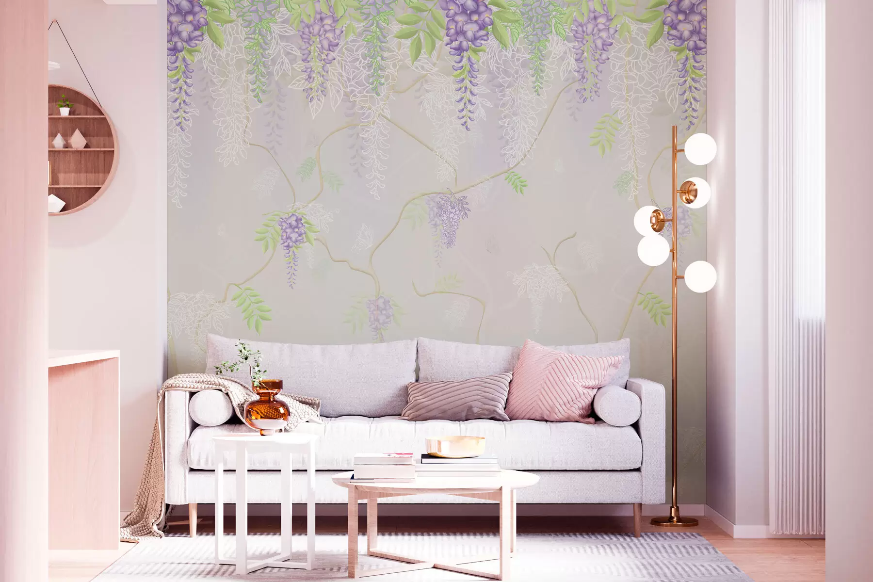 murales de pared Elegante diseño floral en tonos pastel. w01685