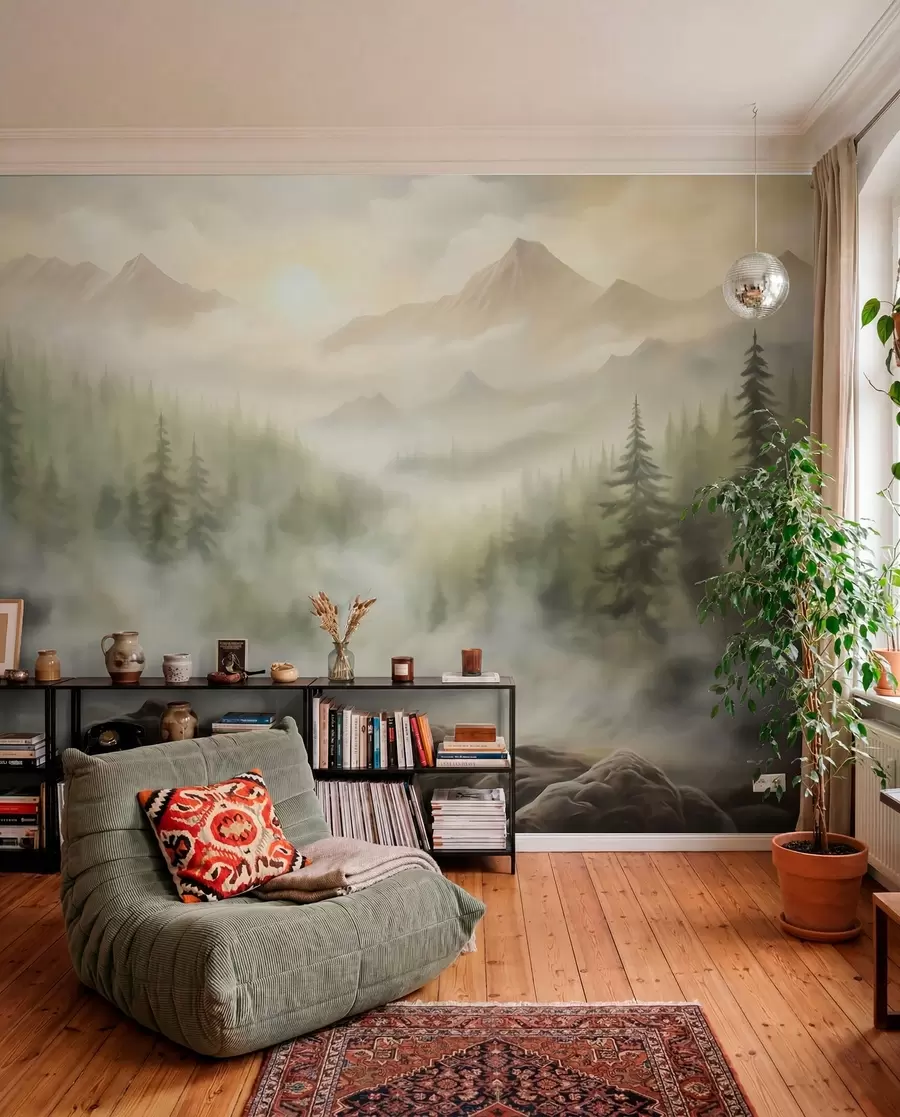 murales de pared Niebla bajo las cumbres w04730