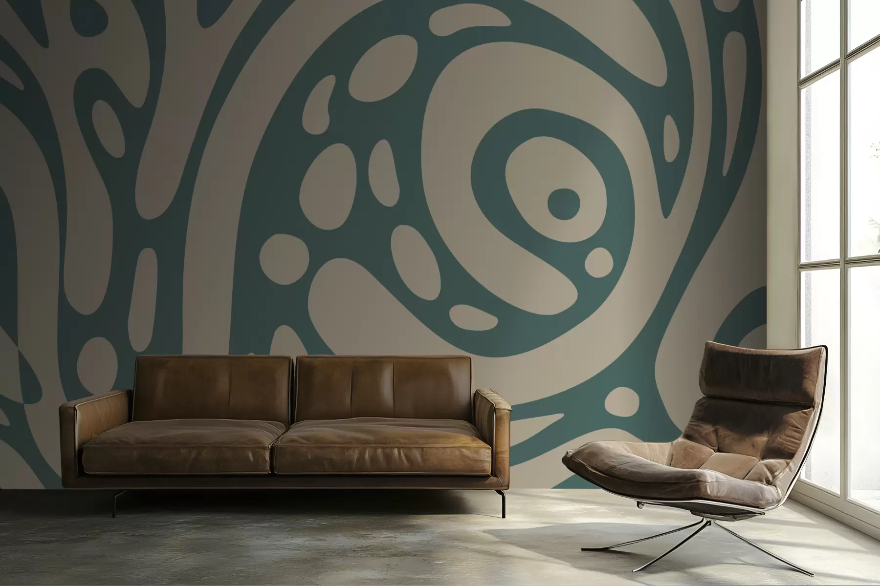 murales de pared Patrón abstracto con formas orgánicas fluidas. w05071