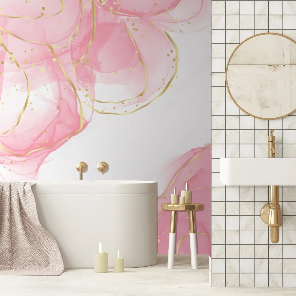 murales de pared Pétalos de color rosa dorado u71848