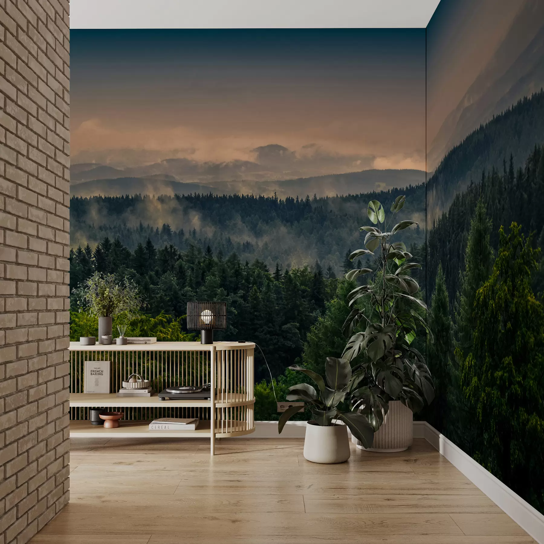 murales de pared Árboles de árboles en la niebla. u72174