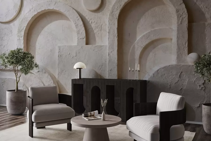 murales de pared Geometría volumétrica hecha de hormigón w05186