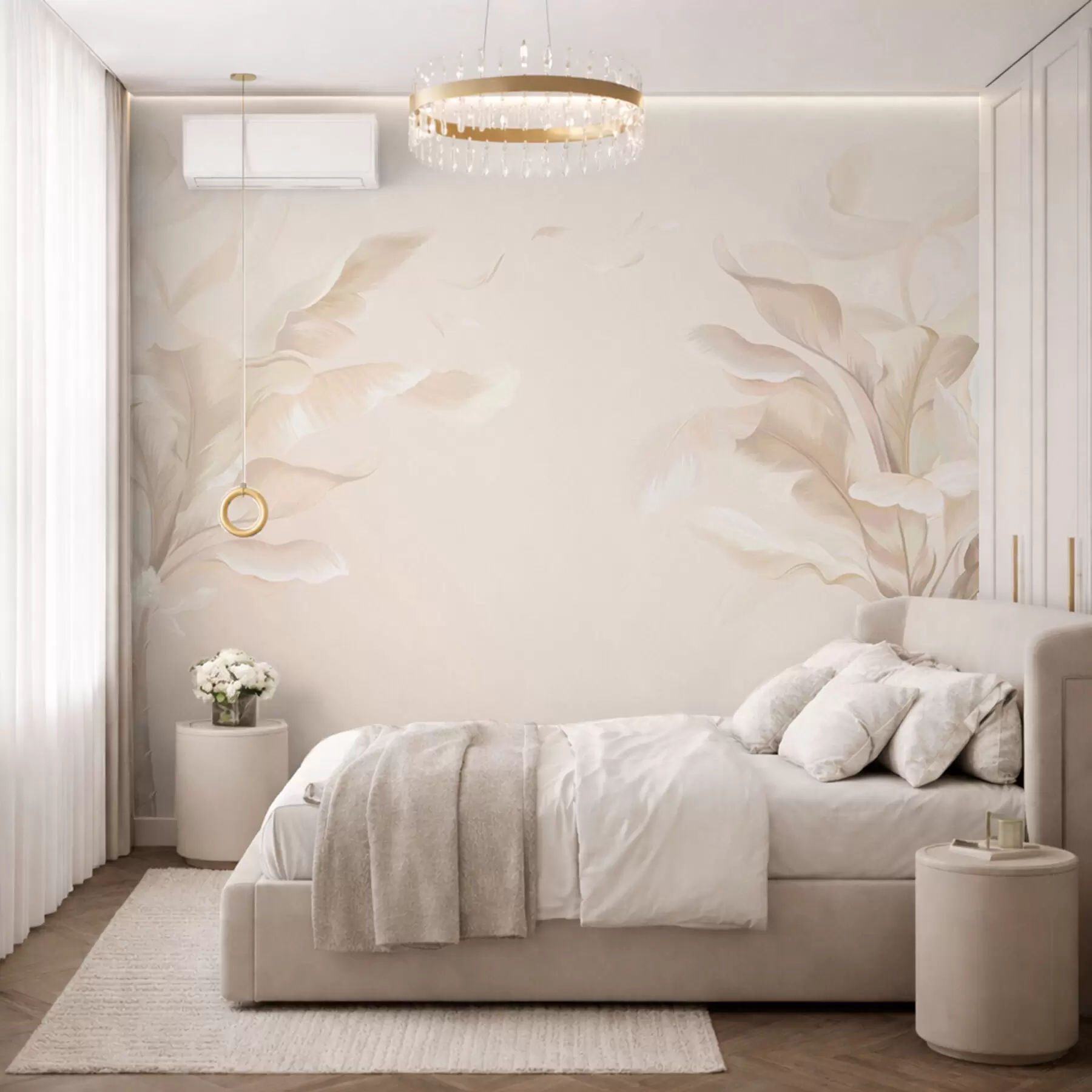 murales de pared Plantas decorativas aireadas en cálidos tonos cremosos. w05126