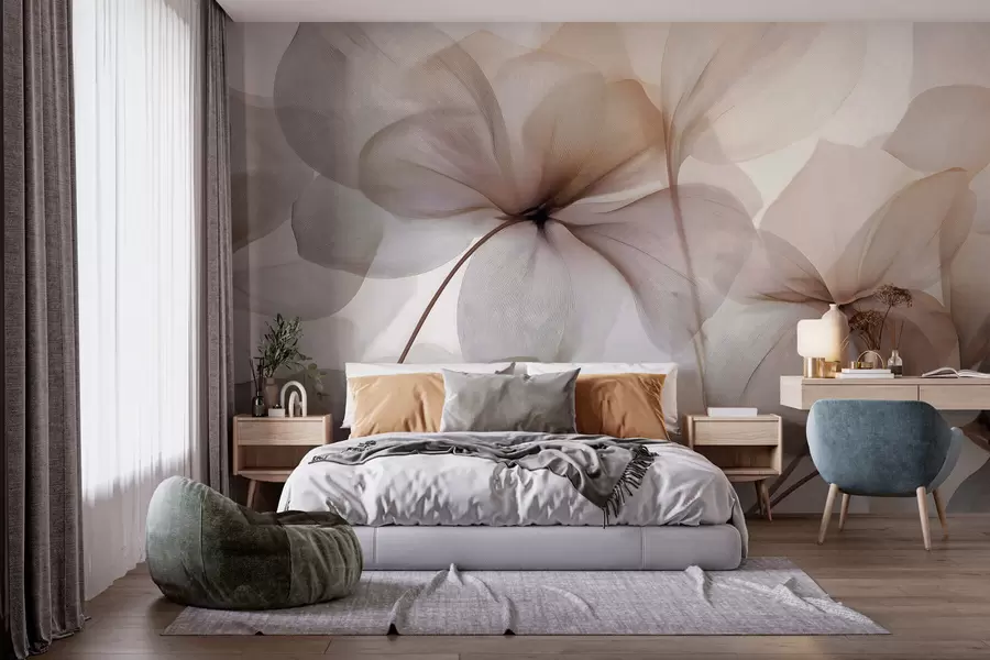 murales de pared flores semitransparentes con vetas w05070