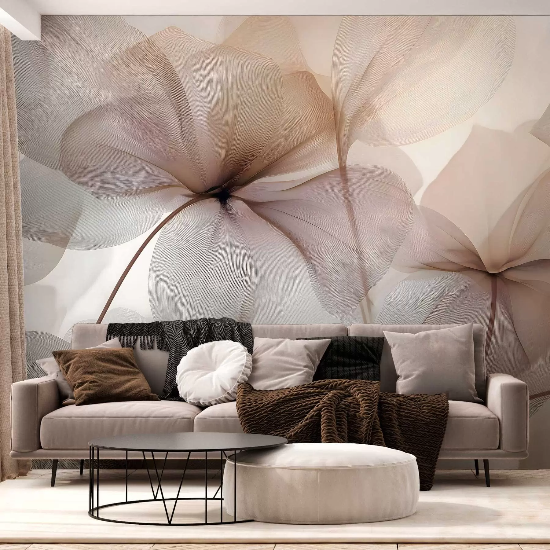 murales de pared flores semitransparentes con vetas w05070