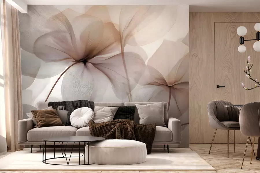 murales de pared flores semitransparentes con vetas w05070
