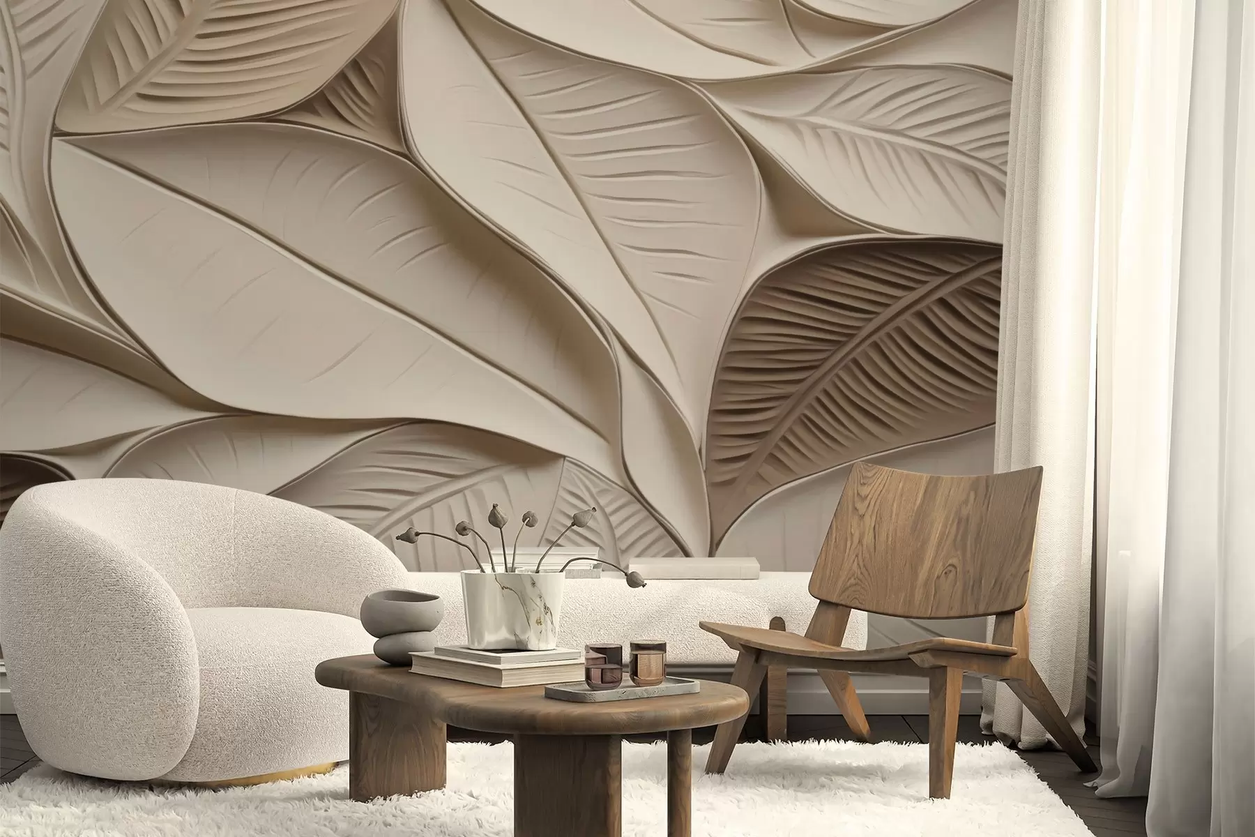 murales de pared Hojas abstractas con nervaduras w05209