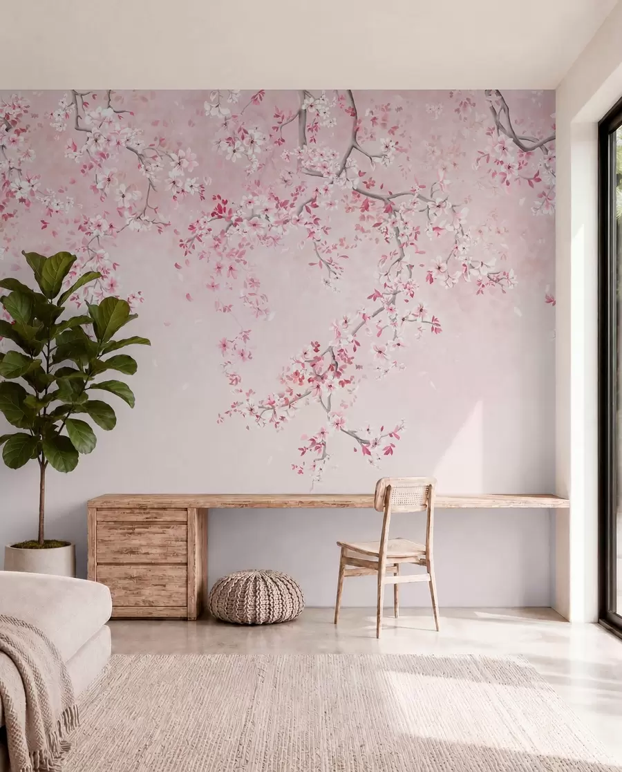 murales de pared Floración en rosa suave w05129v1