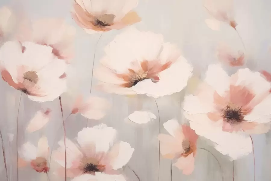 murales de pared Delicadas flores en tonos pastel w05222