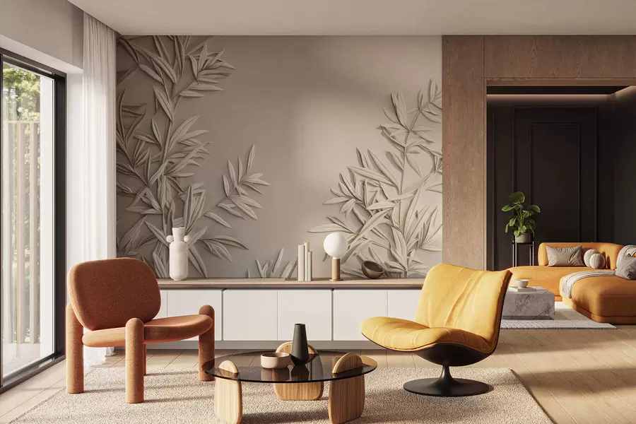 murales de pared Imitación de hojas en bajorrelieve w05244