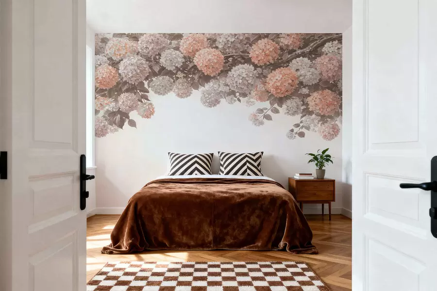 murales de pared Hortensias pintadas cuelgan hacia abajo. w05250v1