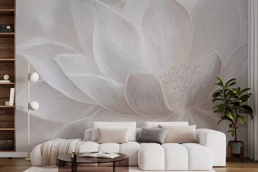 murales de pared Olas abstractas fluidas en tonos beige claro. w05266